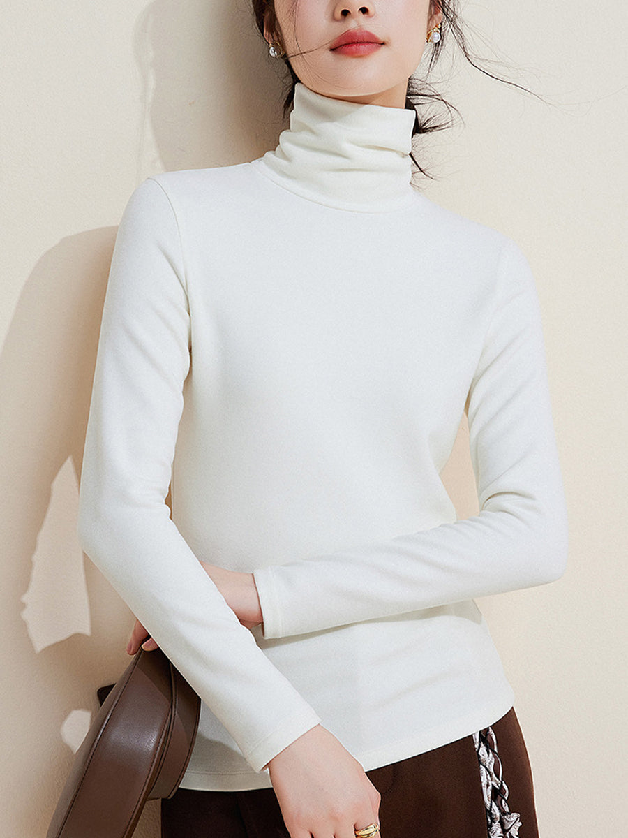 Women Autumn Casual Warm Turtleneck Base Blouse