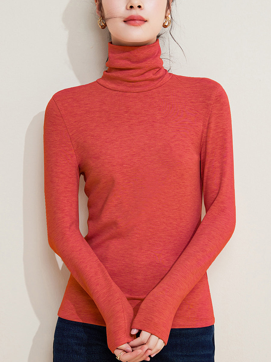 Women Autumn Casual Warm Turtleneck Base Blouse