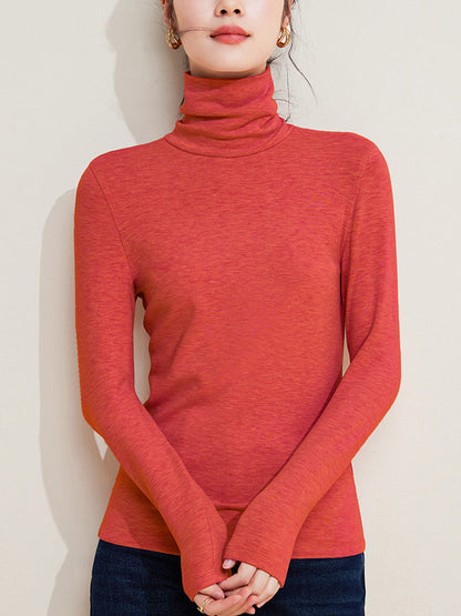 Women Autumn Casual Warm Turtleneck Base Blouse