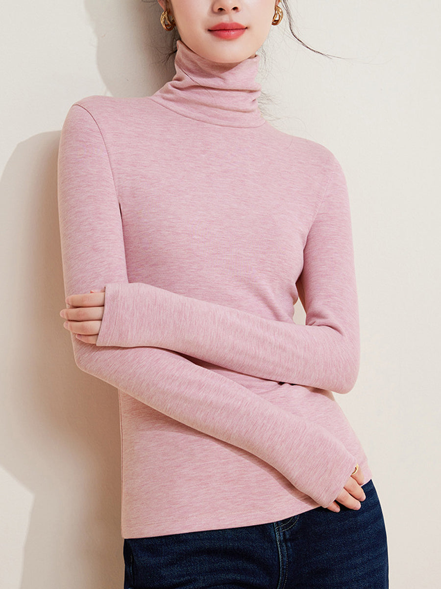 Women Autumn Casual Warm Turtleneck Base Blouse