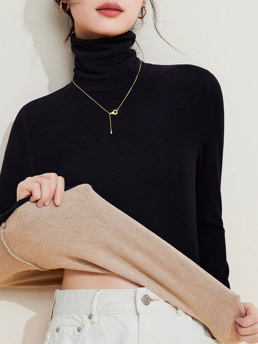Women Autumn Casual Warm Turtleneck Base Blouse