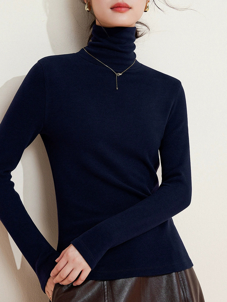 Women Autumn Casual Warm Turtleneck Base Blouse