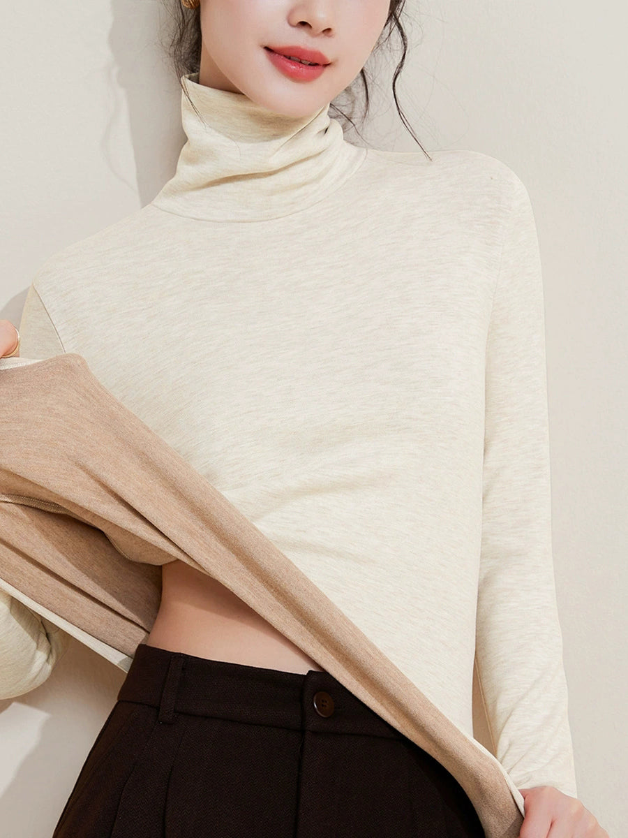 Women Autumn Casual Warm Turtleneck Base Blouse