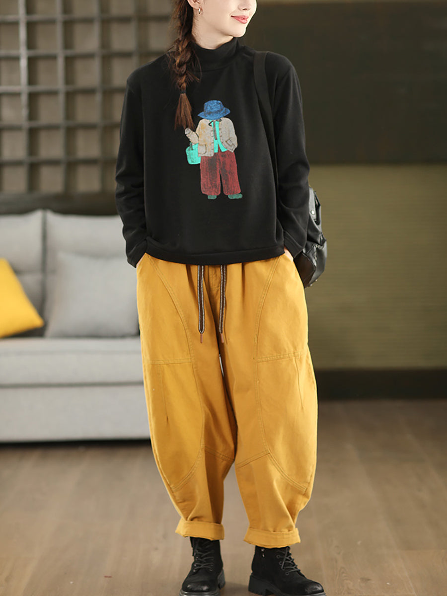 Women Autumn Casual Pure Color 100%Cotton Harem Pants