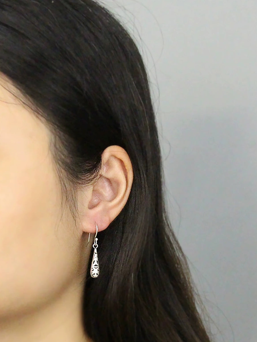 Women Vintage S925Silver Hollow Out Earrings