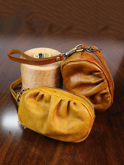 Women Vintage Genuine Leather Zipper Wallet