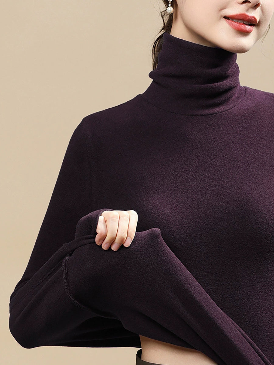 Women Autumn Casual Warm Turtleneck Base Blouse