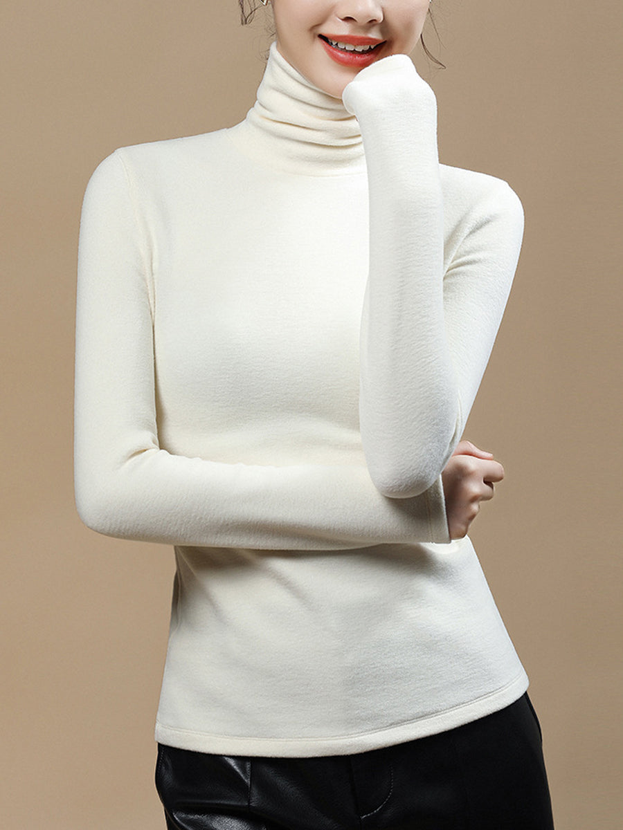 Women Autumn Casual Warm Turtleneck Base Blouse