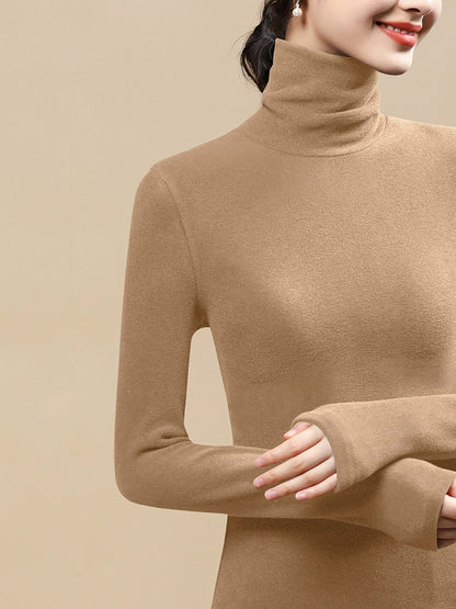 Women Autumn Casual Warm Turtleneck Base Blouse
