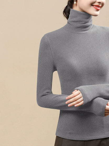 Women Autumn Casual Warm Turtleneck Base Blouse