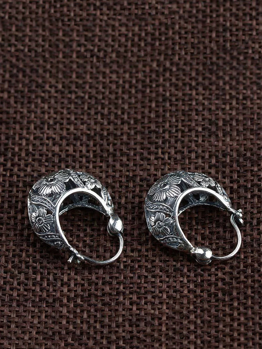 Women Vintage S925Silver Flower Earrings