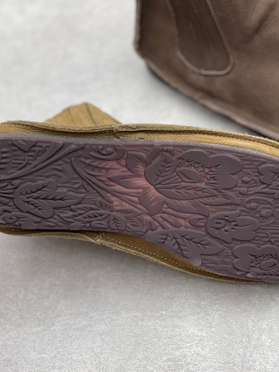 Women Vintage Genuine Leather Spliced Ankle Boots