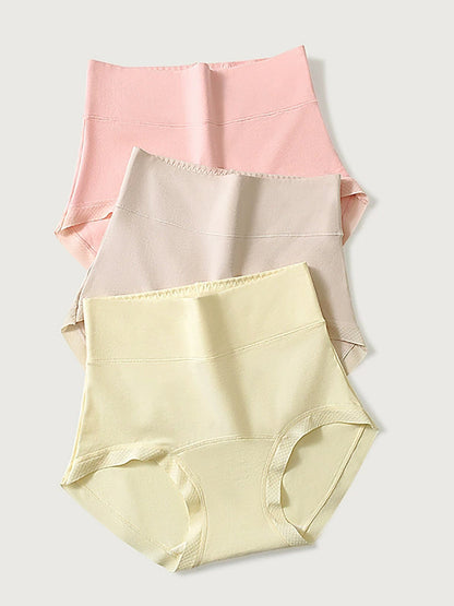 6 Pieces Women Winter Pure Color High Waist Underwear