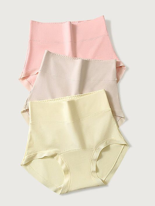 6 Pieces Women Winter Pure Color High Waist Underwear