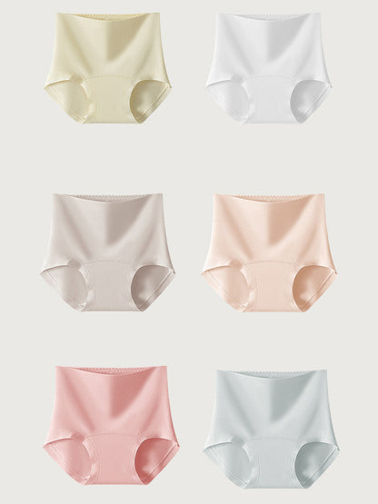 6 Pieces Women Winter Pure Color High Waist Underwear