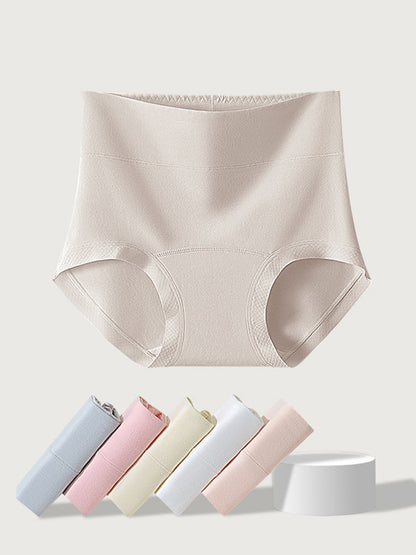 6 Pieces Women Winter Pure Color High Waist Underwear