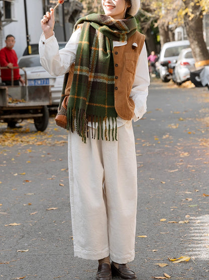 Women Winter Warm Plaid Taasel Shawl Scarf