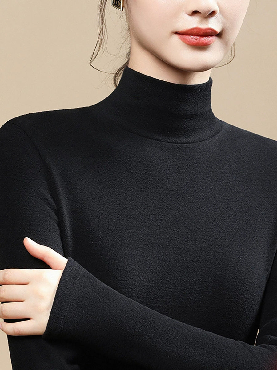 Women Autumn Casual Warm Turtleneck Base Blouse
