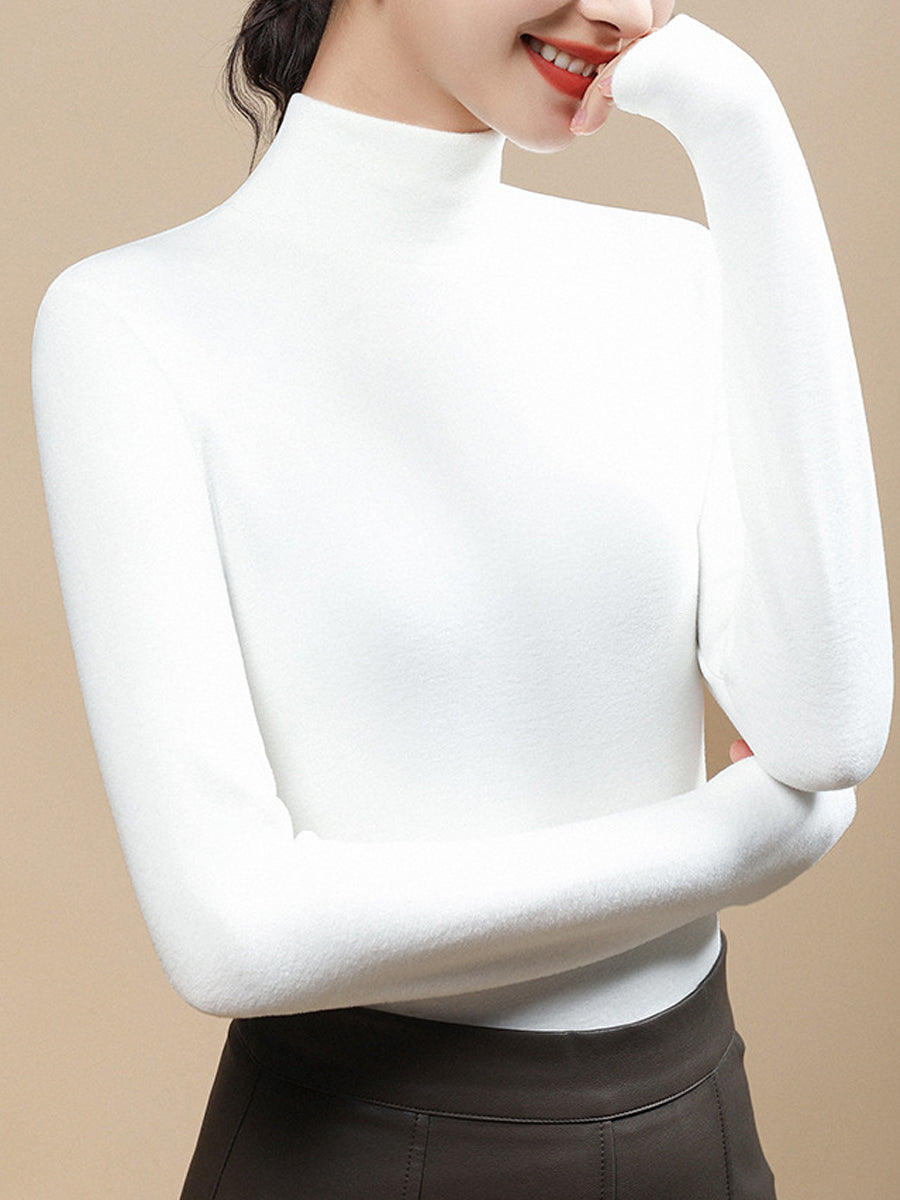 Women Autumn Casual Warm Turtleneck Base Blouse
