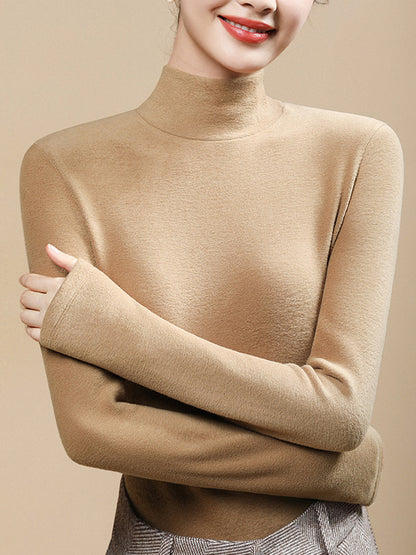 Women Autumn Casual Warm Turtleneck Base Blouse