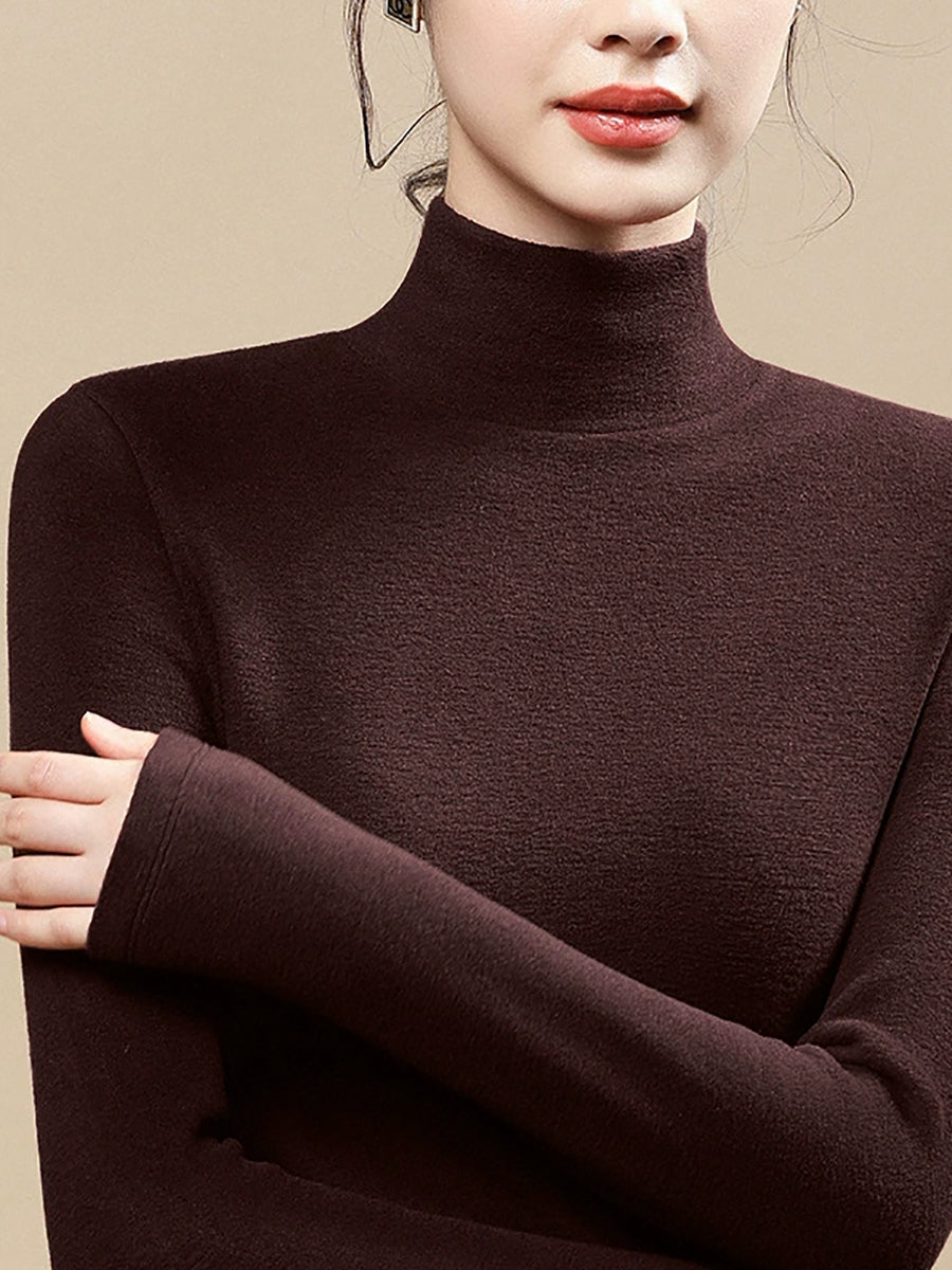 Women Autumn Casual Warm Turtleneck Base Blouse
