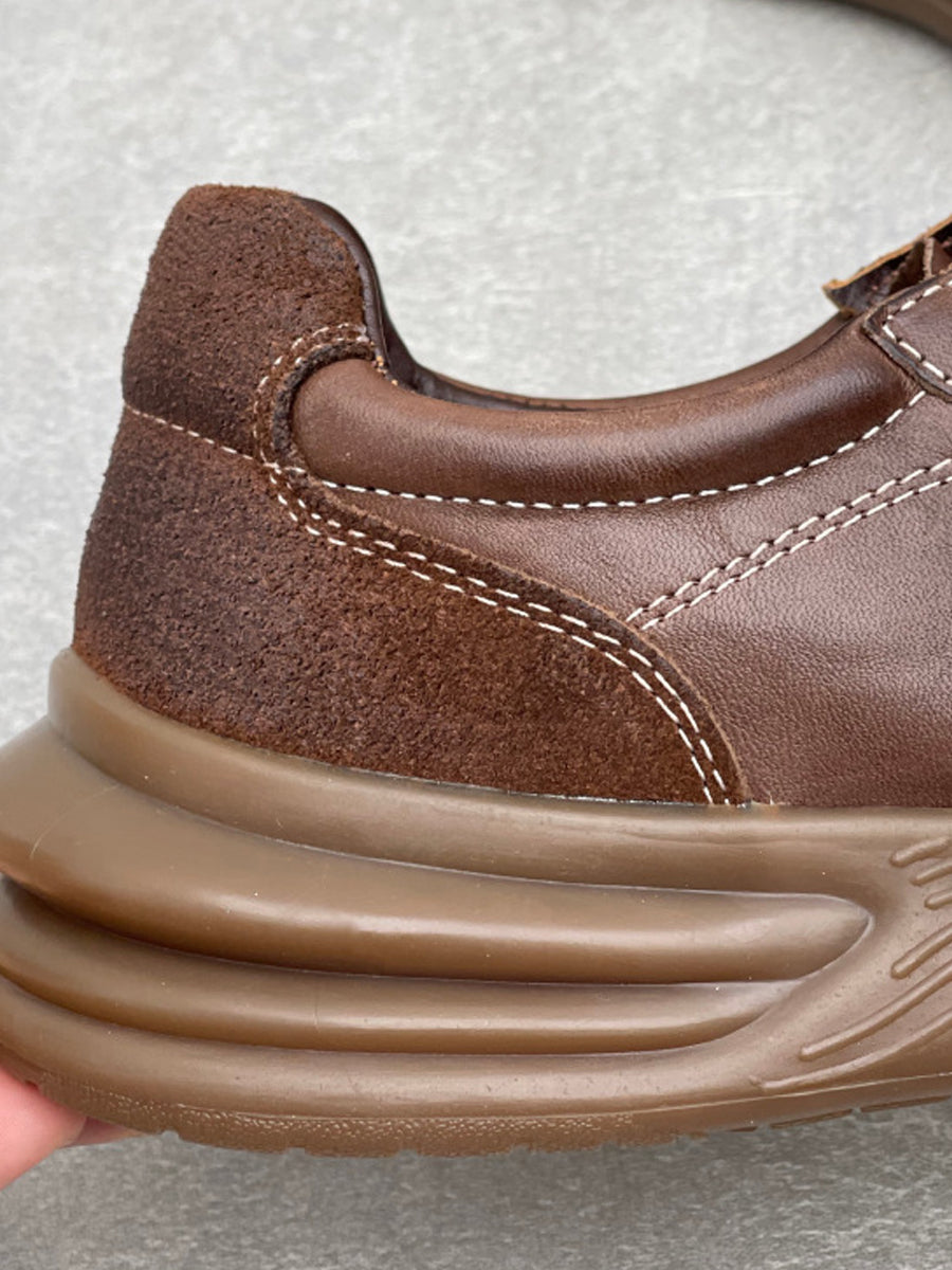 Women Vintage Leather Spliced Platform Shoes