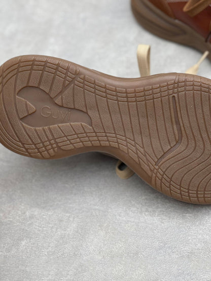 Women Vintage Leather Spliced Platform Shoes