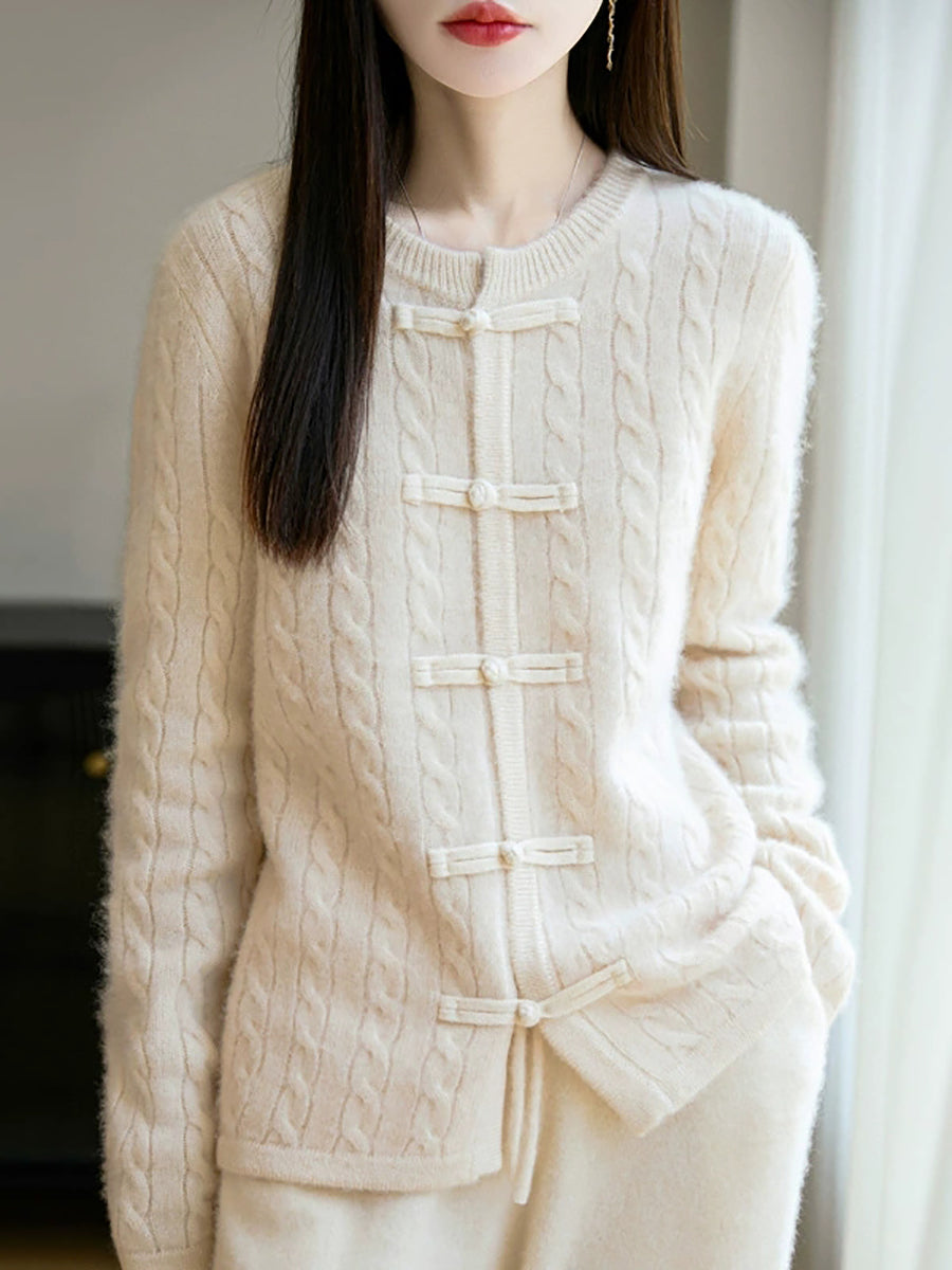 Women Autumn Ethnic Warm Wool O-Neck Sweater