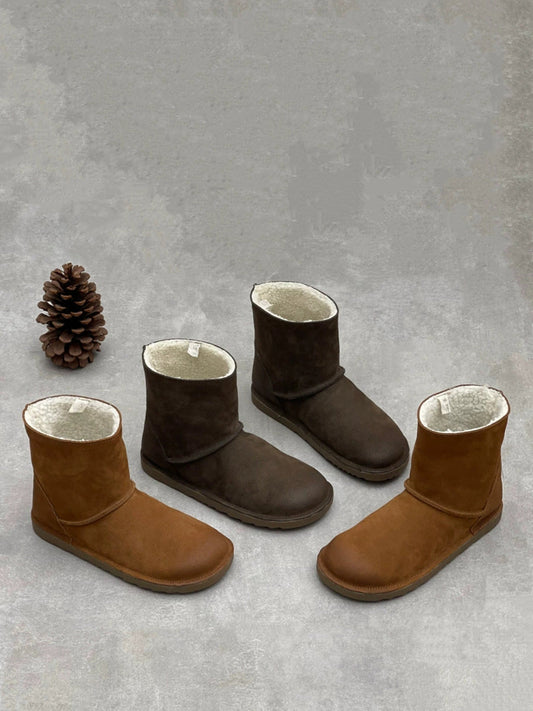 Women Winter Genuine Leather Fleece-lined Snow Boots