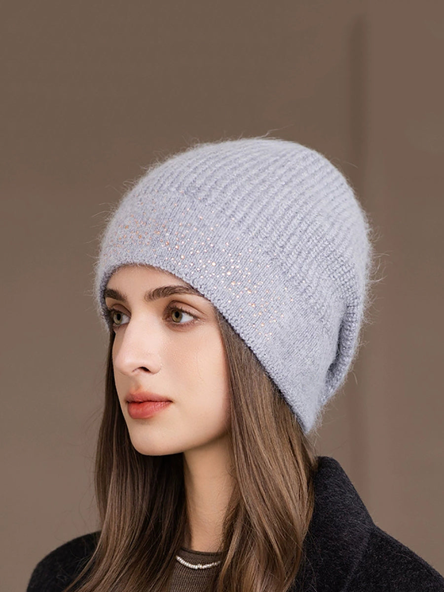 Women Casual Pure Color Warm Knitted Hat