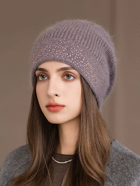 Women Casual Pure Color Warm Knitted Hat