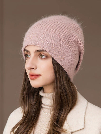 Women Casual Pure Color Warm Knitted Hat