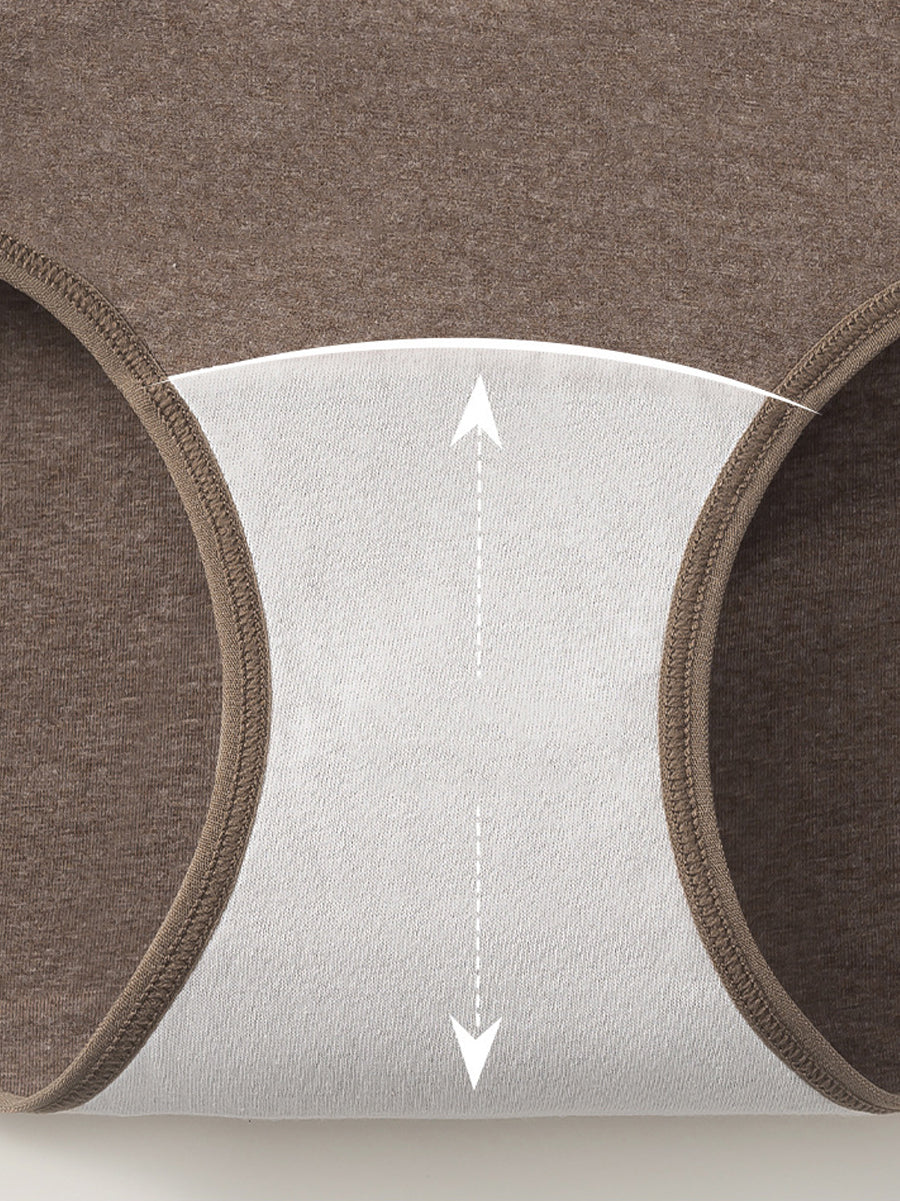 6 Pieces Women Winter Pure Color High Waist Underwear