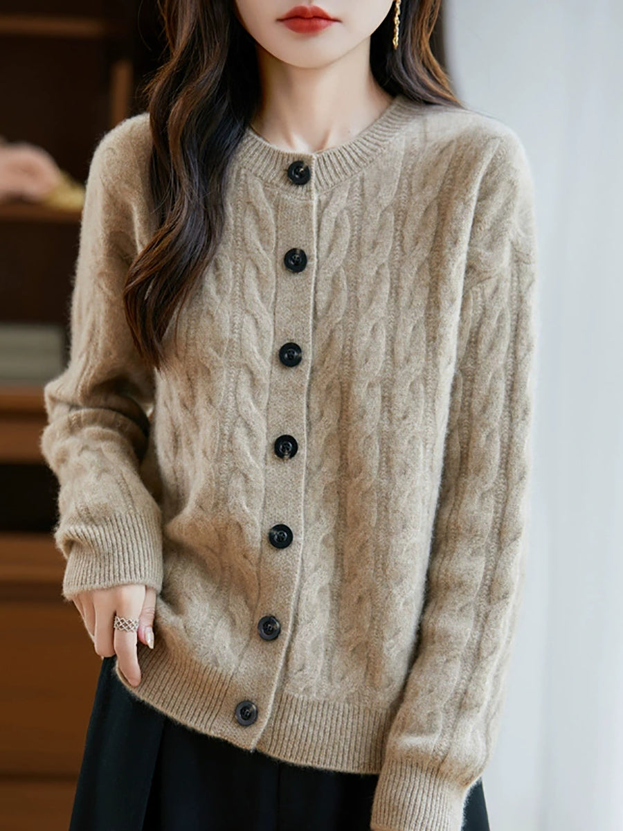 Women Autumn Casual Warm Wool O-Neck Sweater