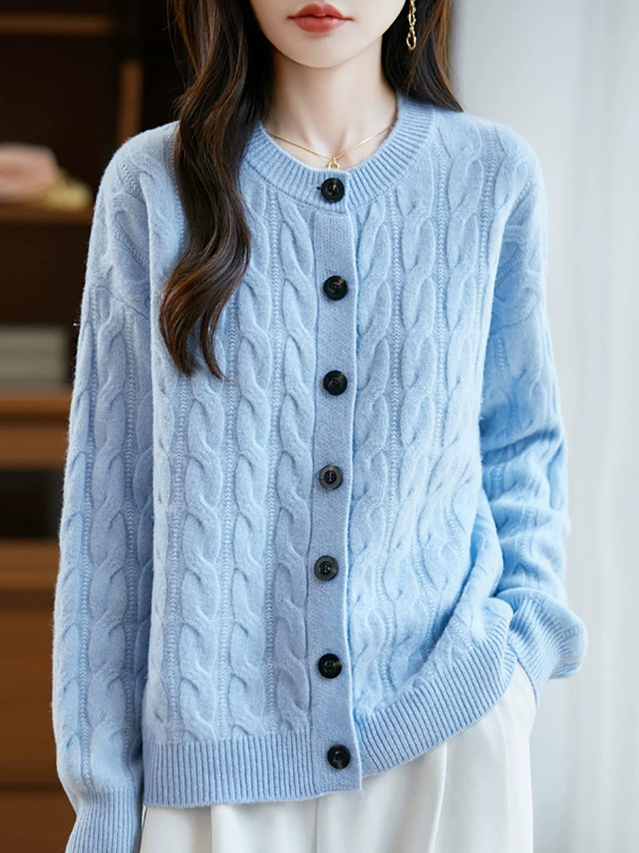 Women Autumn Casual Warm Wool O-Neck Sweater