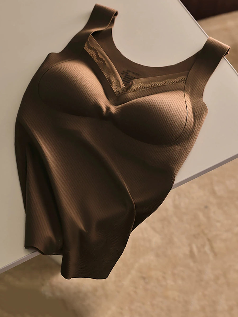 Women Autumn Warm Pure Color V-Neck Base Vest