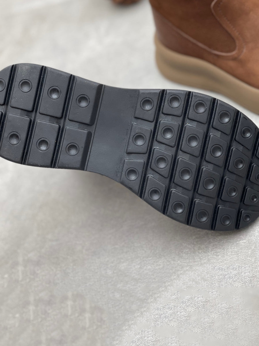 Women Vintage Genuine Leather Fleece-lined Platform Boots