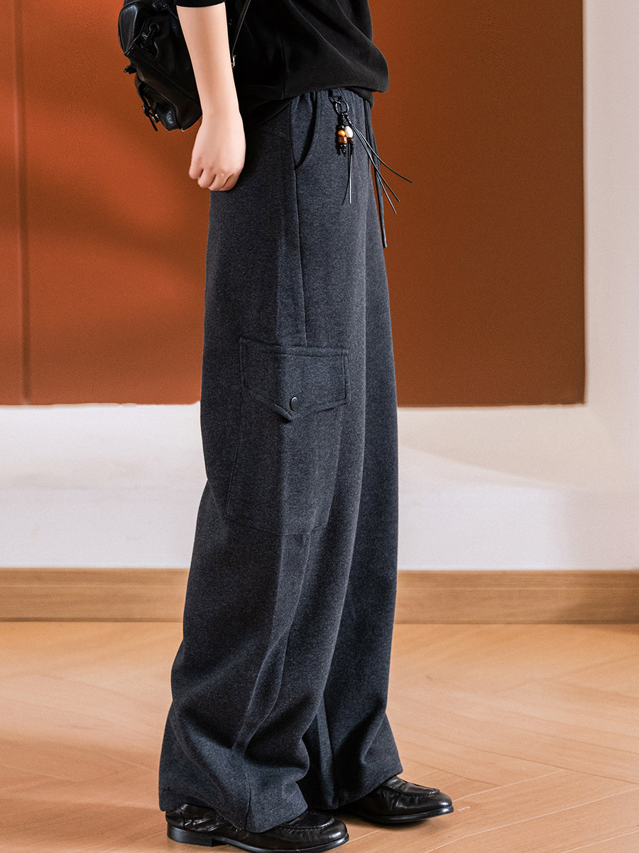 Women Autumn Casual Pure Color Cotton Harem Pants