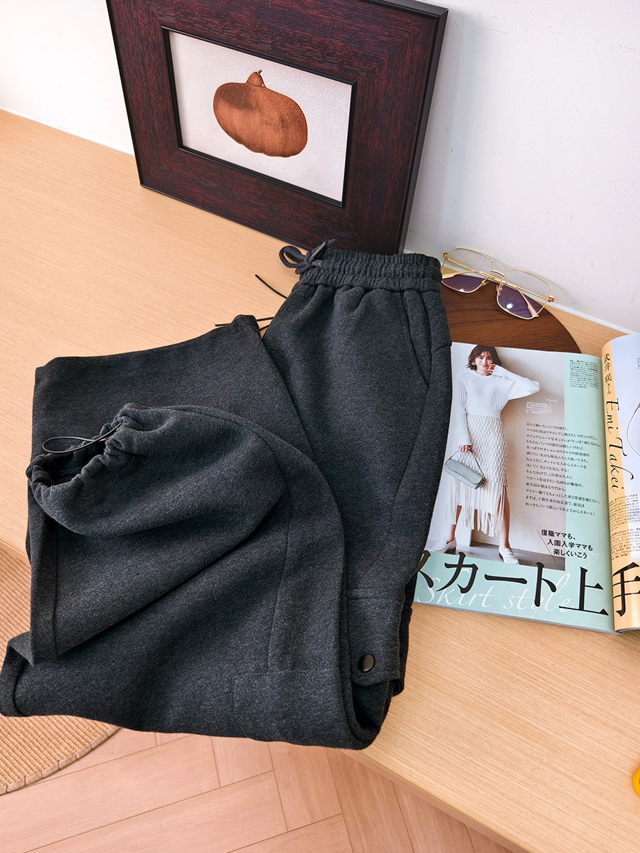 Women Autumn Casual Pure Color Cotton Harem Pants