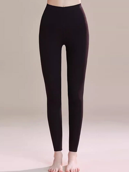 Women Autumn Warm Pure Color High Waist Leggings