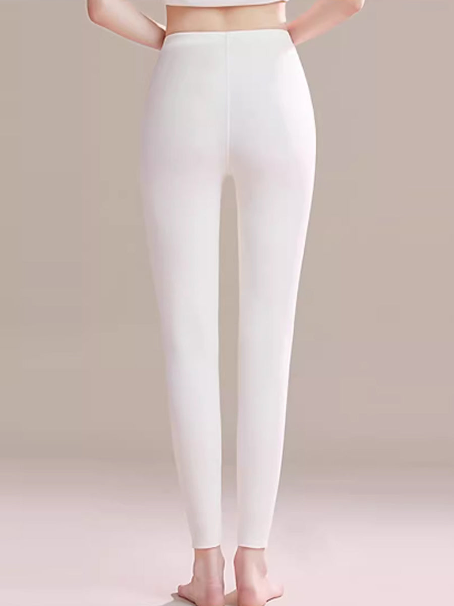 Women Autumn Warm Pure Color High Waist Leggings