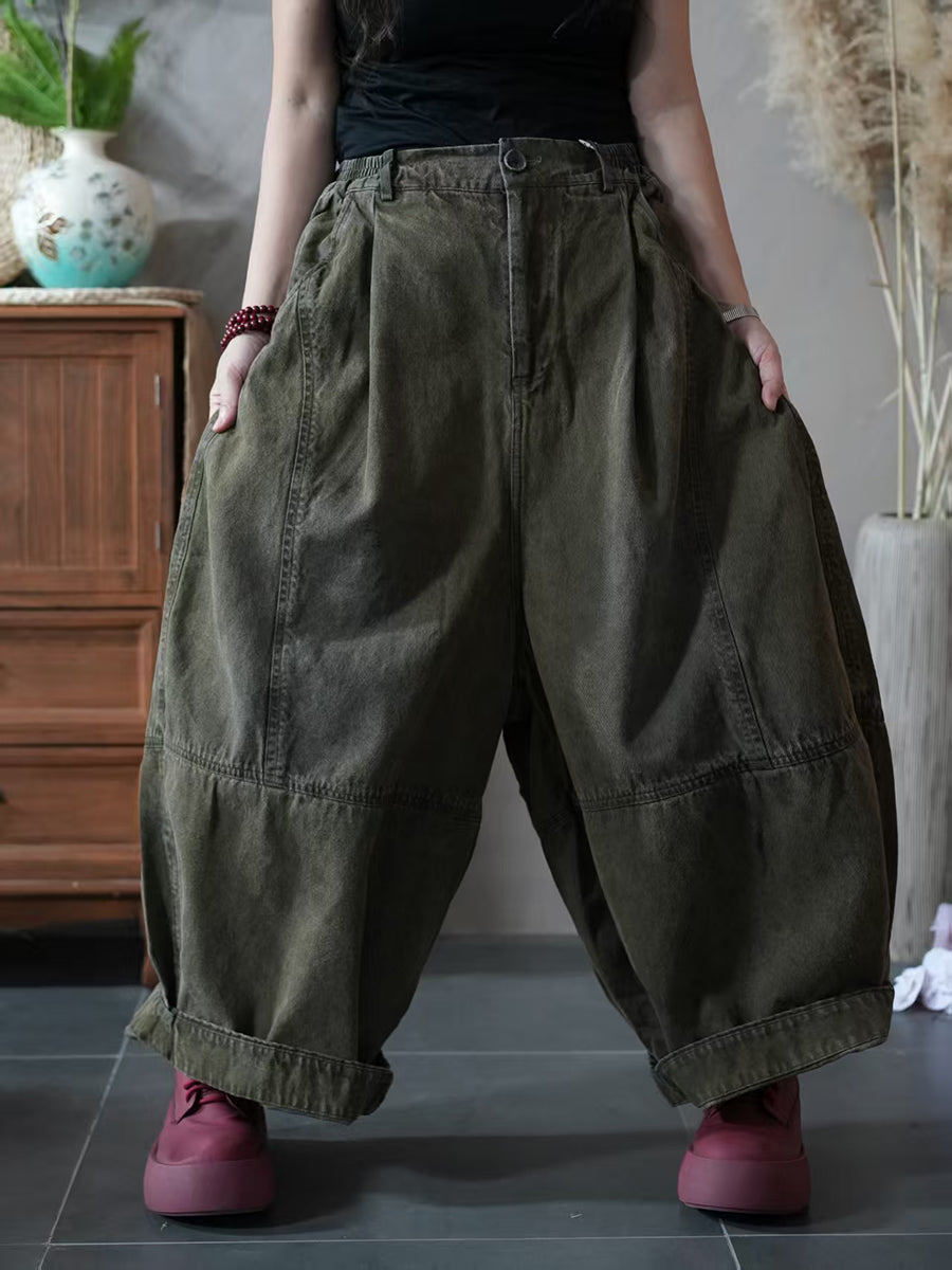Women Autumn Pure Color Loose Harem Pants