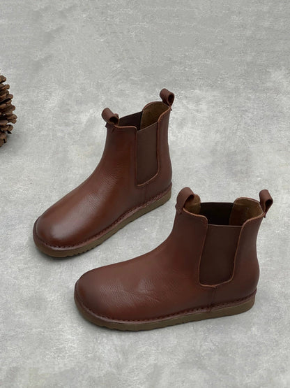 Women Vintage Winter Genuine Leather Chelsea Boots