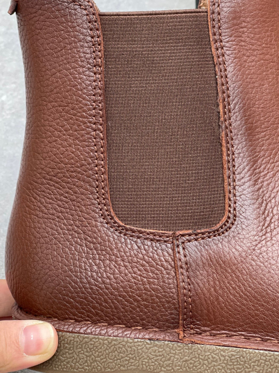 Women Vintage Winter Genuine Leather Chelsea Boots