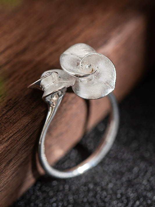 Women Vintage S925Sliver Flower Ring