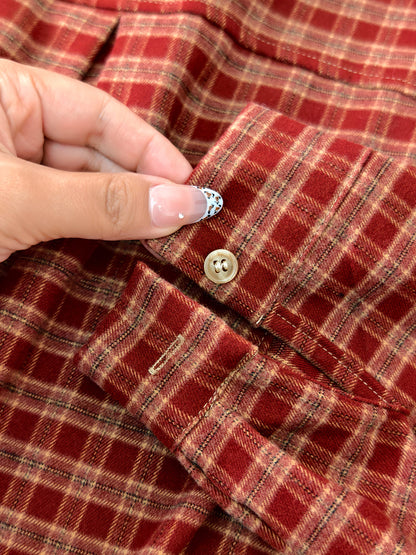 Women Autumn Vintage Plaid Turn-down Collar Shirt