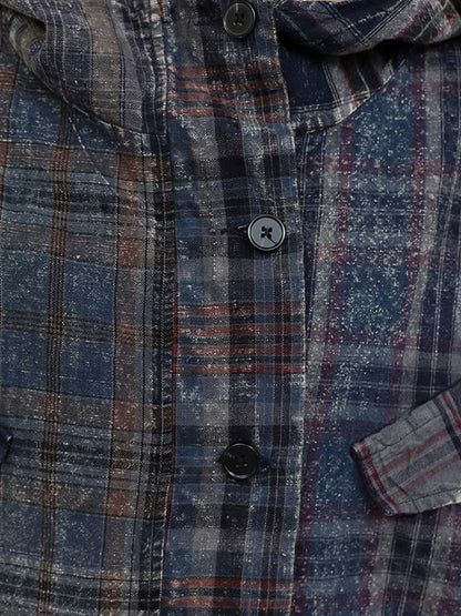 Women Autumn Retro Plaid Spliced Cotton Suits