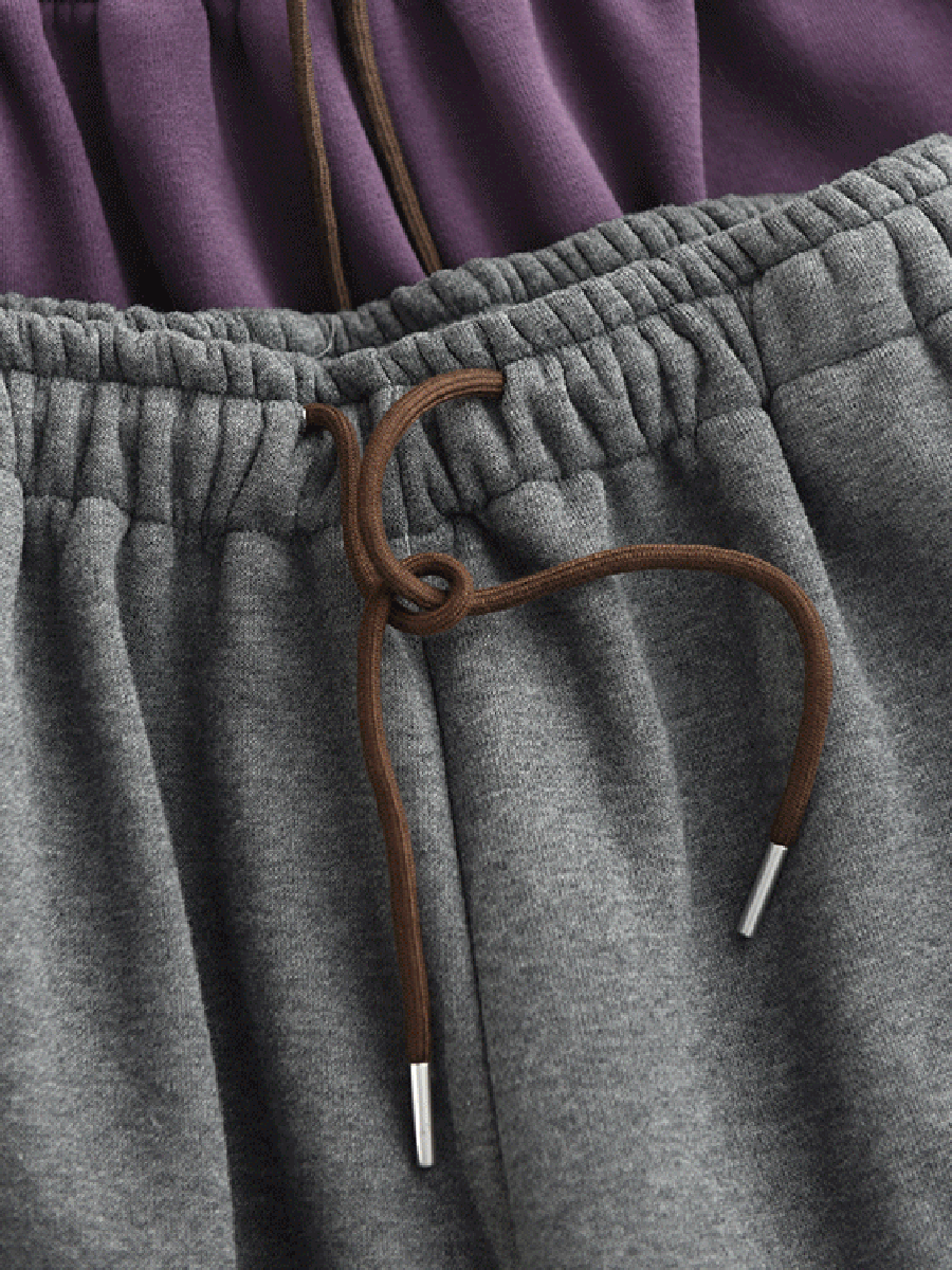 Women Autumn Casual Pure Color Fleece-lined Wide-leg Pants