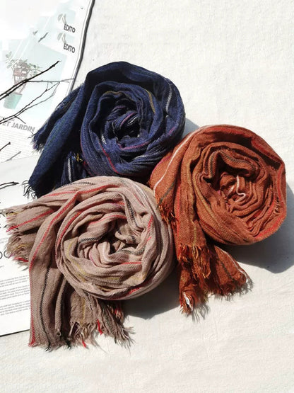 Women Winter Vintage Stripe Warm Shawl Scarf