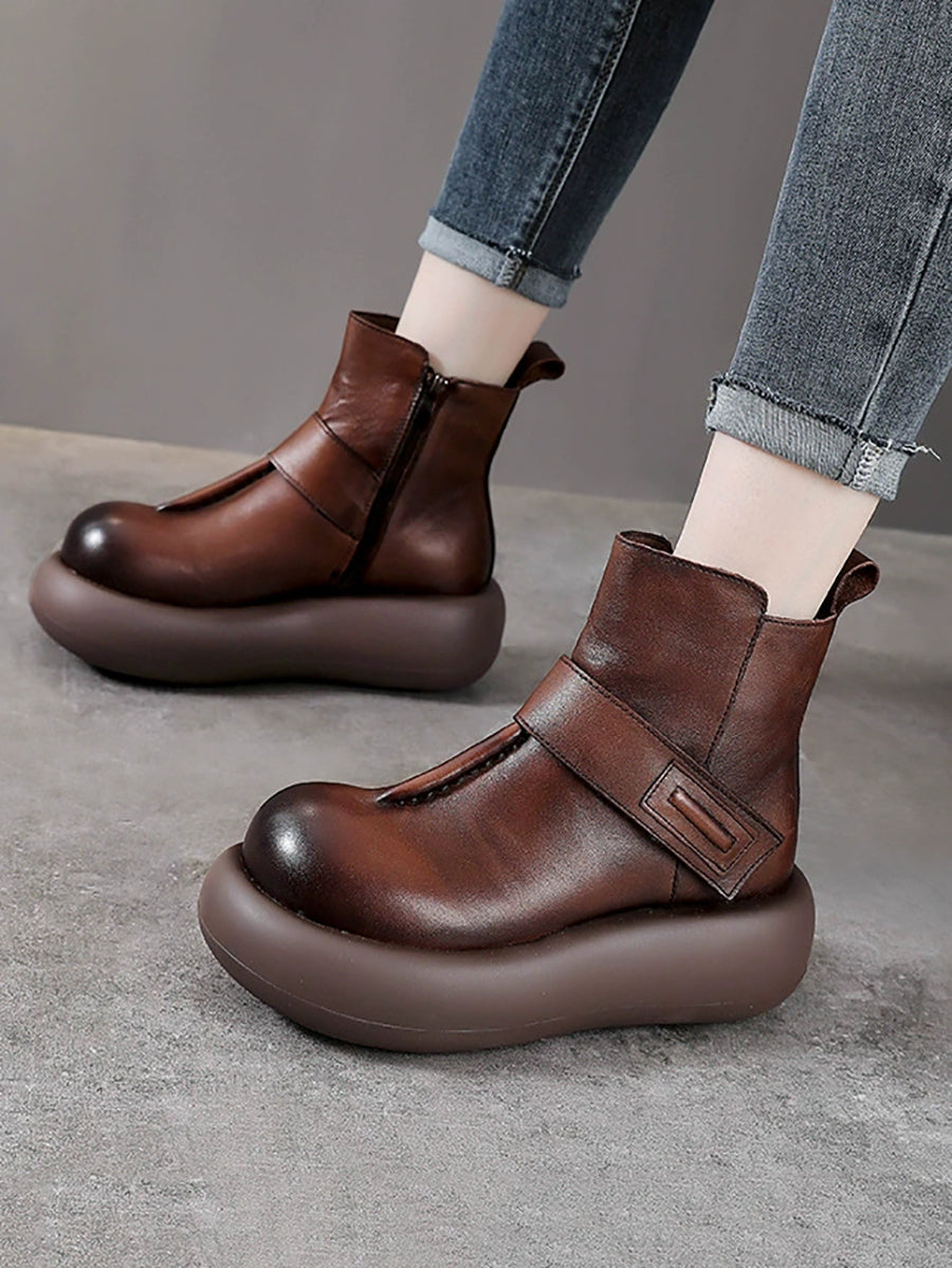 Women Winter Pure Color Platform Ankle Boots